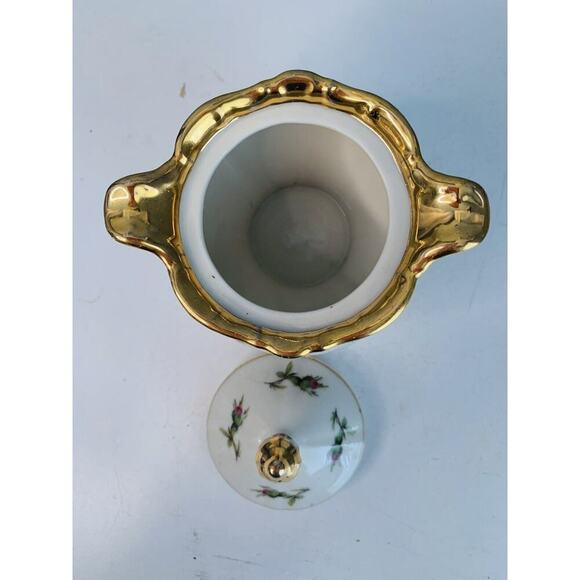 Bareuther Waldsassen Bavaria Pink Rose Porcelain Sugar Bowl w/ Gold Trim Handles - Picture 3 of 11